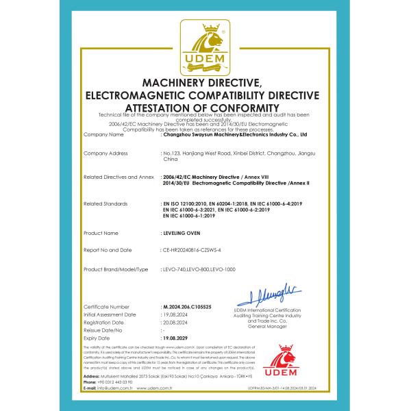 Changzhou Techelect Electronic Equipment Co., Ltd. Certifications