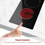 2 Burner Electric Cooktop Built In 12 Inch Ceramic Cooktop 3000W 220V-240V