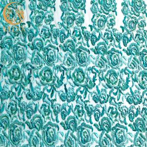 Wholesale ODM Mint Green Handmade Lace Fabric With Beads 135Cm Width from china suppliers