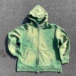 Unisex Sun Faded Zipper Vintage Sweatshirt Custom Men Heavyweight Oversize Crop