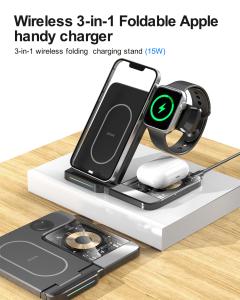Wholesale Portable Desktop Mobile Phone Wireless Charger 3In1 Folding Foldable 15W from china suppliers