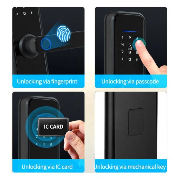 Ce Hidden Key Hole 508dpi Biometric Fingerprint Door Lock Smart Door Handle Lock