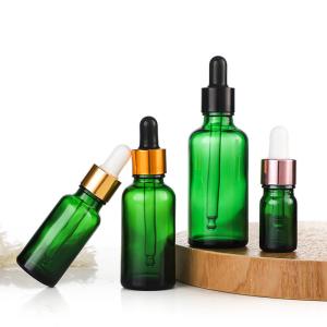 Wholesale Sealing Type Dropper Green Frosted Glass Cosmetic Bottle 10ml 15ml 30ml 50ml for Face Serum and Face Oil Container Packaging from china suppliers