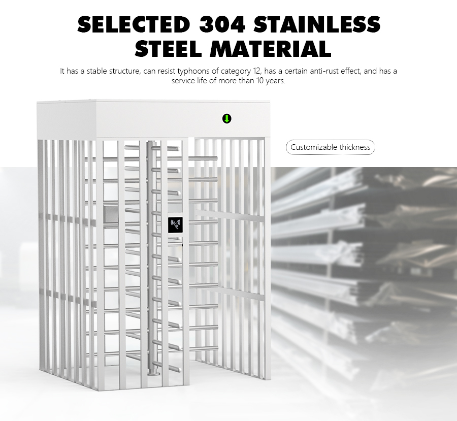 Full Height Construction Site Turnstiles Bidirectional RFID Card Rotating Entrance Gate