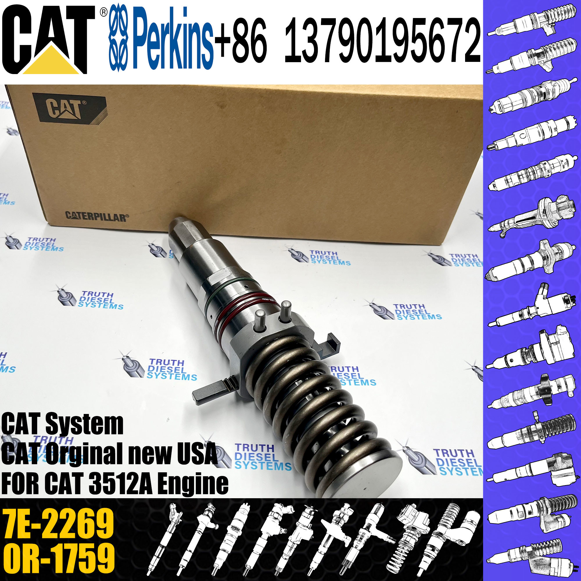 Common Rail Diesel 3512A Injector 61-4357 7E-2269 7C-9576 0R-1759 7E-9983 7E-3384 9Y-4544 7C-9577