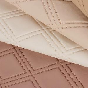 Wholesale Soft Stitched Embroidered Diamond Woven Decorative PVC Faux Artificial Leather from china suppliers