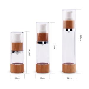 Wholesale 50ml Empty Airless Pump Bottles bamboo Refillable Plastic Vacuum Cosmetic Essence from china suppliers