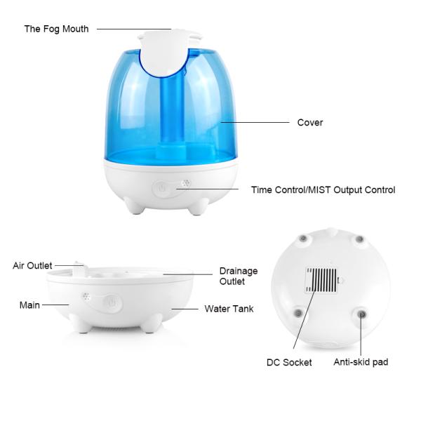 DITUO 1000 Sq Ft Large Capacity Cool Mist Humidifier For Living Room