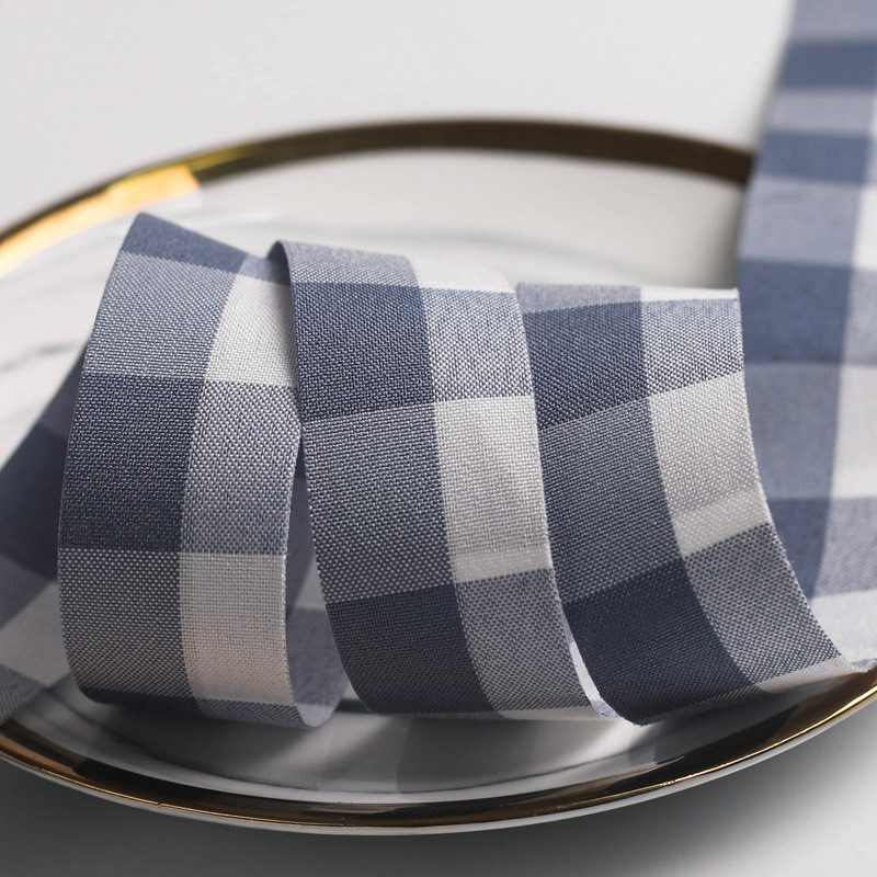 Black And White Checkered Wired Ribbon 7mm-40mm Polyester Ribbon Roll