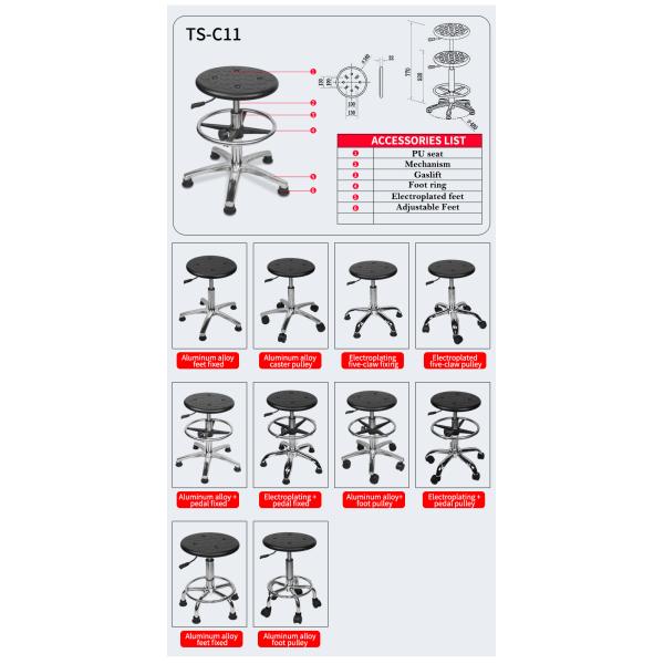 ESD Anti-Static Lab Chair with PU Leather Seat