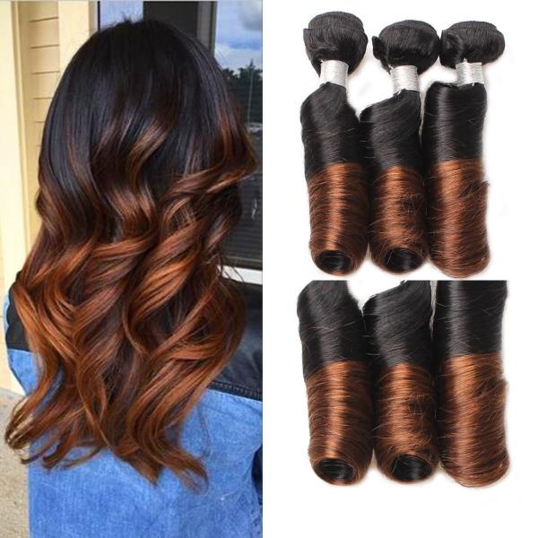 Funmi Hair Ombre Brazilian Hair Bundles Bouncy Curl Spring Curl 1B/4 Ombre