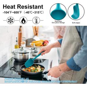 Rubber Spatula, Upgrade Strong Handle With Ergonomic Grip, Heat Resistant Up To