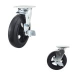 8 Inch Big Black Rubber Wheel Swivel Plate Side Lock Hollow Core Heavy Duty