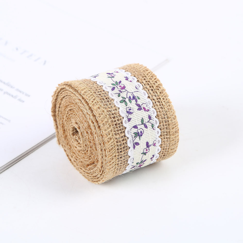 6.5cm Jute Burlap Ribbon Plain Satin Woven Edges 10 Yards Eco Friendly