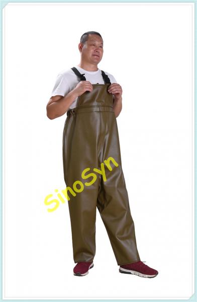 Quality FQY1909 Khaki PVC Safty Pinched Chest/ Waist Protective Working Fishery Men Pants for sale