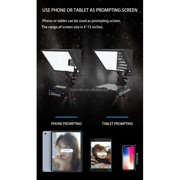 4-15 inch Mobile Phone/Tablet Prompting Teleprompter with Remote Control from TYST