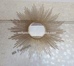 Silver Metal And Mirror Wall Art , Hanging Sun Mirror Wall Decor Stable