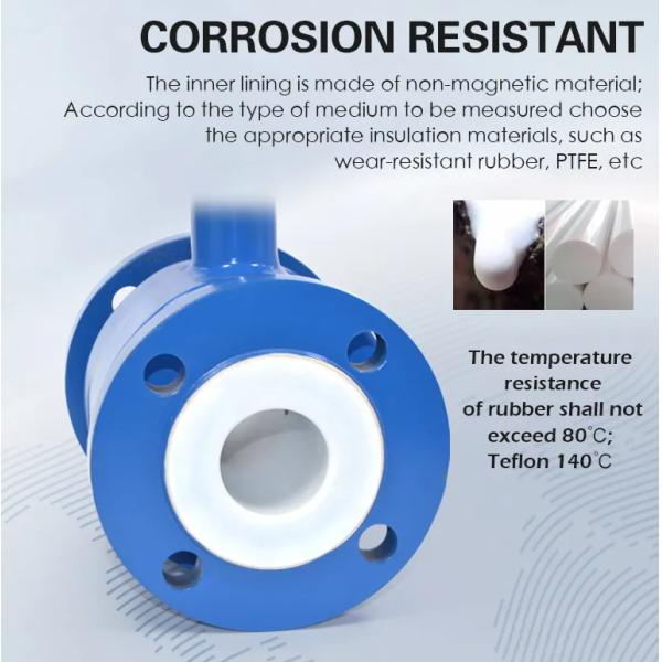 High Precision Electromagnetic Flow Meter 4-20mA Output For Water Fluid Medium