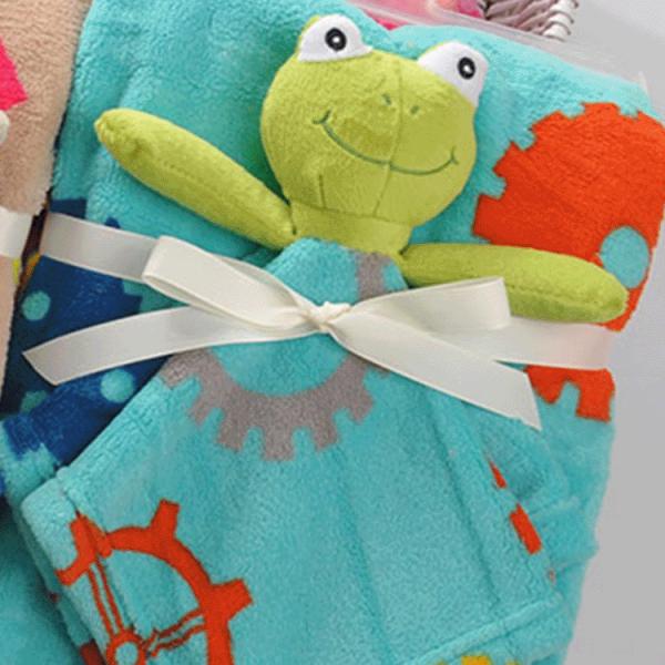 Baby Unisex Frog Fleece Blanket Animal Face Security Plush Blanket