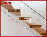 Floating Staircase VK57C 304 stainless steel Tread American Oakstrip Stringer