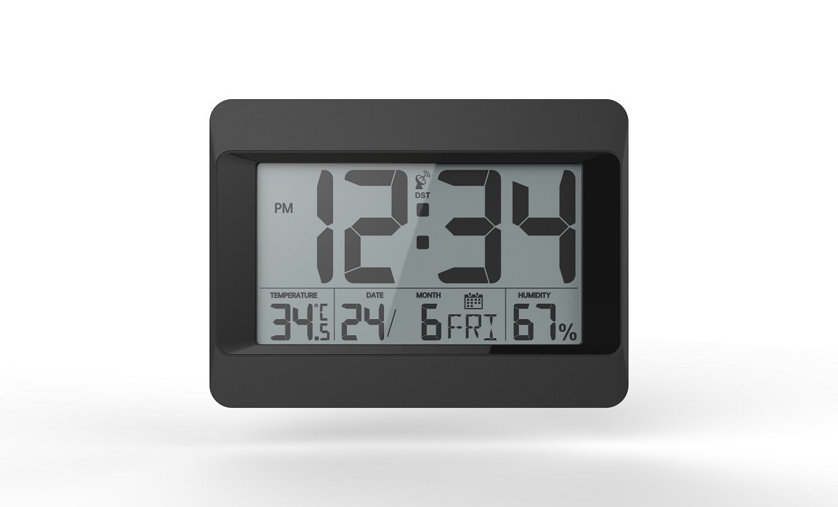 Digital Atomic Jumbo Wall Clock with Indoor Outdoor Temperature Display and Calendar