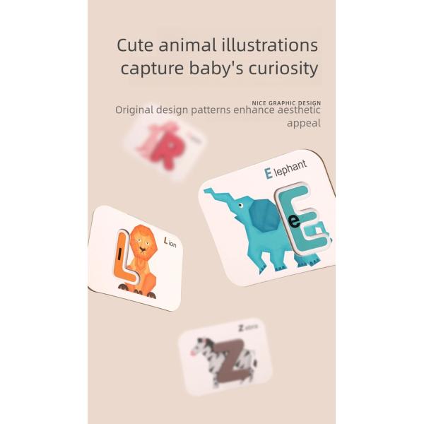 Wooden Number Alphabet Cognitive Education Matching Card Children's Early Education Stereo Two Sided English Word Puzzle Toys