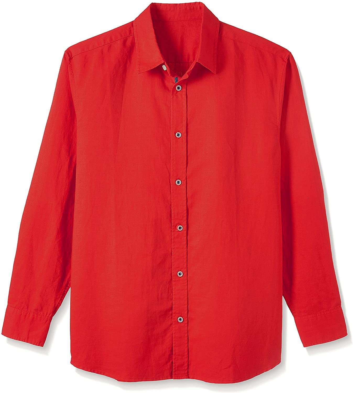Large Red Tab Cuff Mens Casual Linen Shirts washable With Shirt Collar