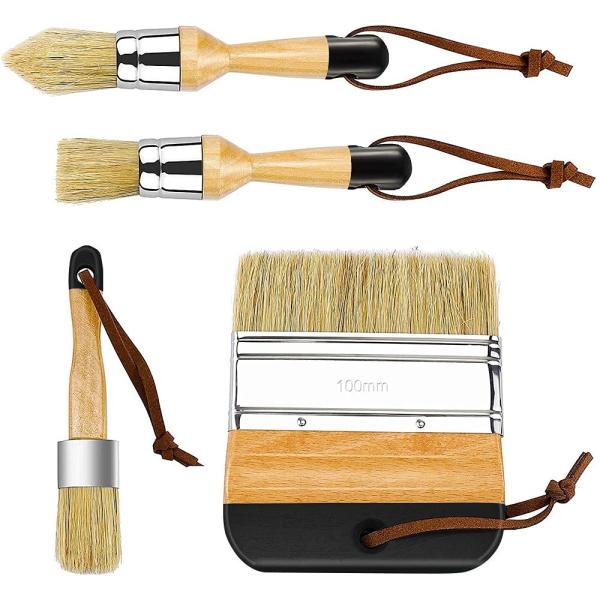 Chalk And Wax Paint Brushes Bristle Stencil Brushes For Wood Furniture Home