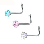 Heart Nose Stud l Shape Stainless Steel Crystal Rhinestone Nose Piercing Jewelry