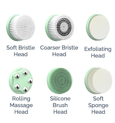 IPX6 6in1 Vibrating Face Brush 1000mAh Rechargeable Face Brush Purple