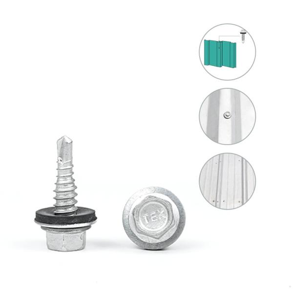 1/4x7/8'' Stainless Steel Zinc Alloy Coated Hex Flange Purlin Screws for
