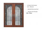 Wood Frame Dedorative Sliding Glass Door , Black Patina Internal Glass Sliding
