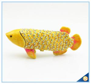 Wholesale Gold Fish Shape Trinket Box With Rhinestone For Fish Trinket Box SCJ234 from china suppliers