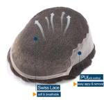 Q6 Human Hair Toupee for Men Soft Swiss Lace Cap with Clear PU Men's Hairpieces