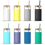 20oz Borosilicate Tumbler Glass Water Bottle With Straw Silicone Sleeve