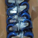 150kg Capacity 100x33mm European Soft Blue Wheels Swivel Elastic Rubber Caster