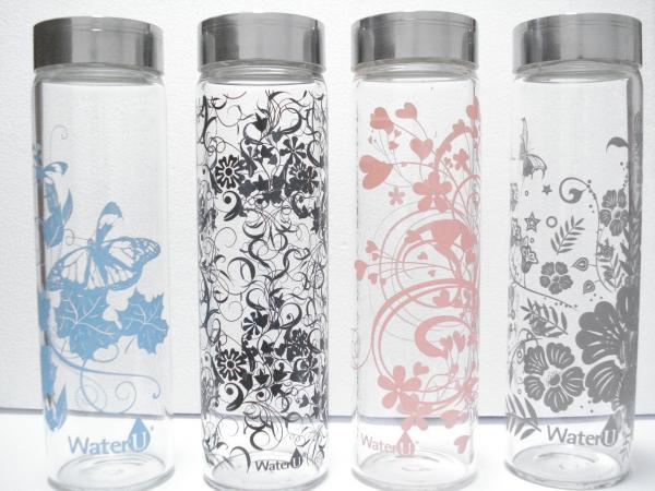 Colorful Single-wall Glass Water Bottles, 500ml high borosilicate water glass