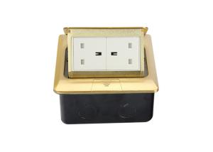 Wholesale Self Grounding Gold Color Double Floor Socket , 2 Gang Floor Outlet Of 13A UK Plug from china suppliers