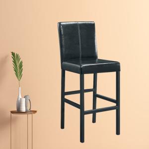 Wholesale Modern Indoor Kitchen Barstool Chair Straight Back In Black Leather from china suppliers