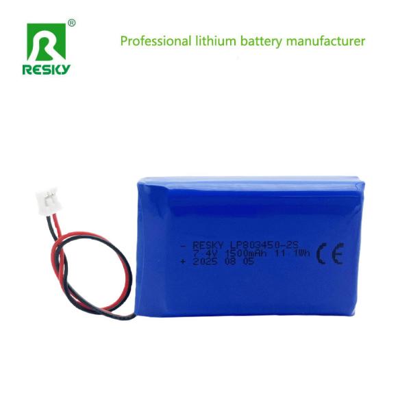 Power Lithium Polymer Battery Pack 803450 2S 7.4V 1500mAh 11.1wh Rechargeable Lithium Ion Cell