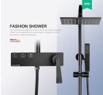 Wall Mounted Copper Black Champagne Rain Shower Faucets With Handle
