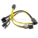 18AWG Pure Cooper Splitter 6 PIN Female to Dual 8 PIN 6+2 Male PCI Express PCIe