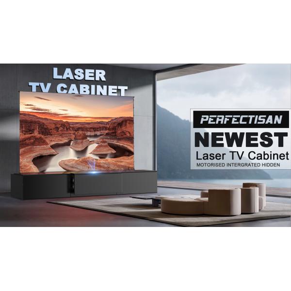 Wooden Color Telescopic Laser TV Cabinet Customized UST Cabinet For Floor Rising Projector Screen