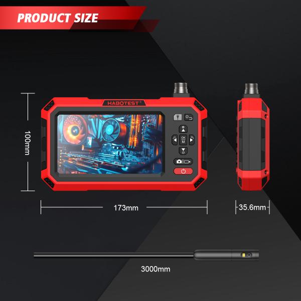 HABOTEST HT669A PRO 5-Inch Dual Lens Borescope 7MM Automotive Mechanical Sewer Pipe Inspection Camera Video Industrial Borescope