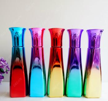 Wholesale Fancy UV color Glass Perfume Bottle With UV plastic Cap Glass Refill