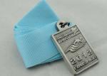 Santa Barbara Ribbon Medals Silver Plating For Company Gift