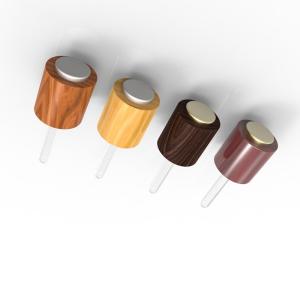 Wholesale Plastic Cap Included 18mm 20mm 24mm Bamboo Wood Press Button Dropper for Essential Oil Bottle from china suppliers