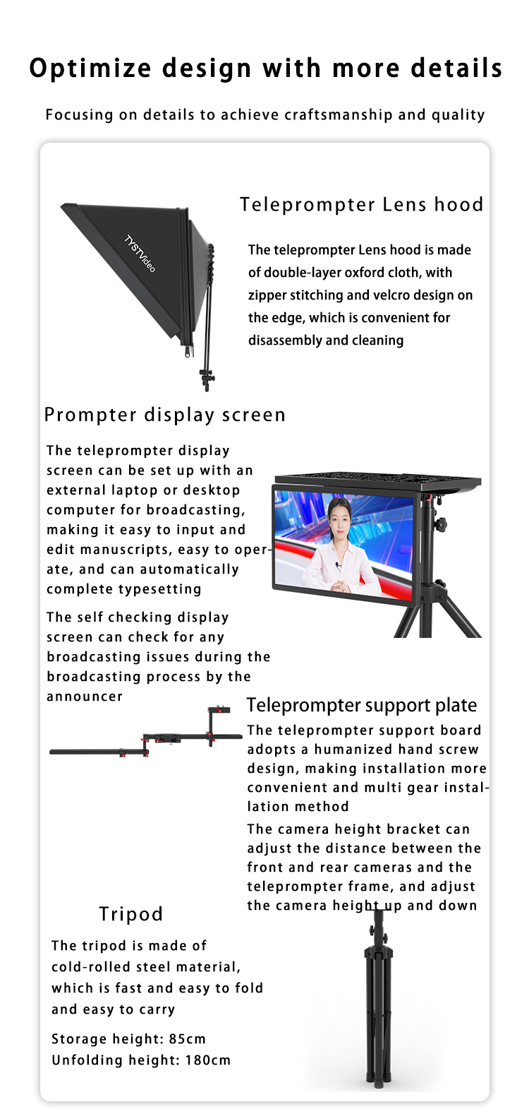 High Brightness Dual Screen 21 inch Built-in Prompter Computer for Speech Studio Room