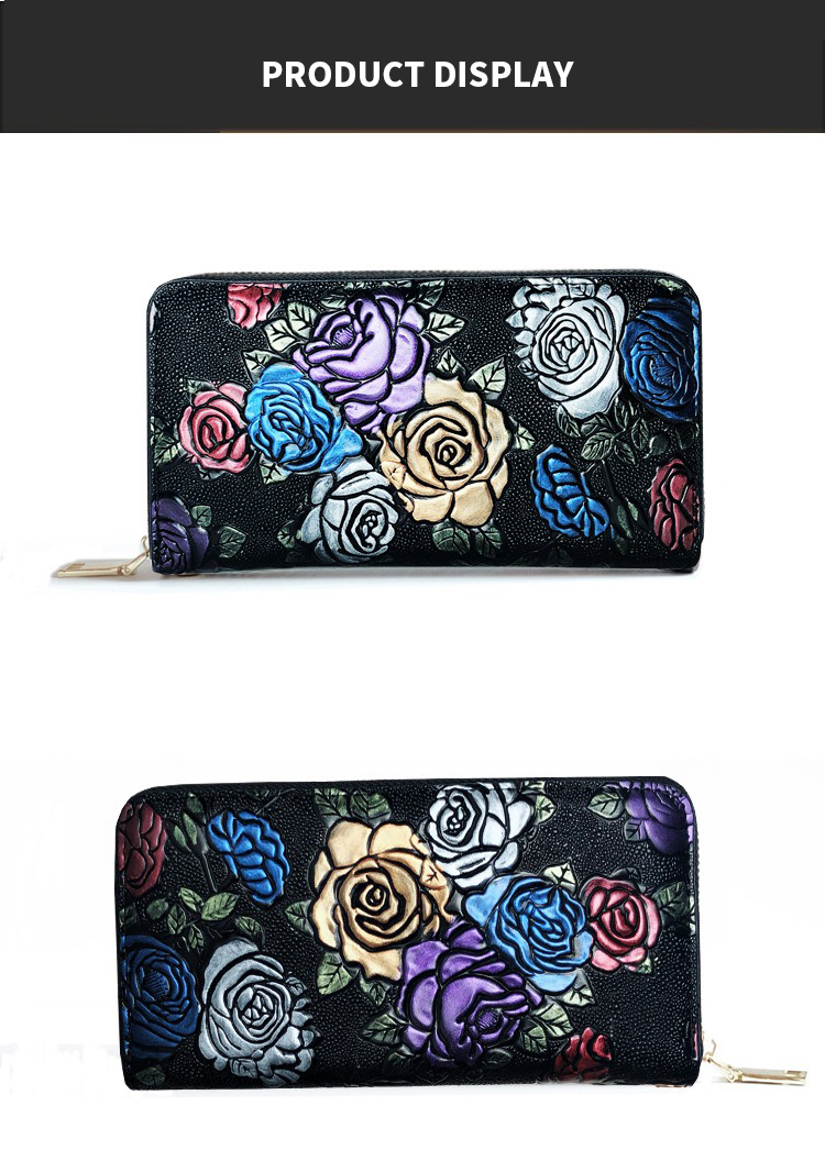 Designer Ladies Wallet in Long PU Leather with Custom Print and Fashionable Design