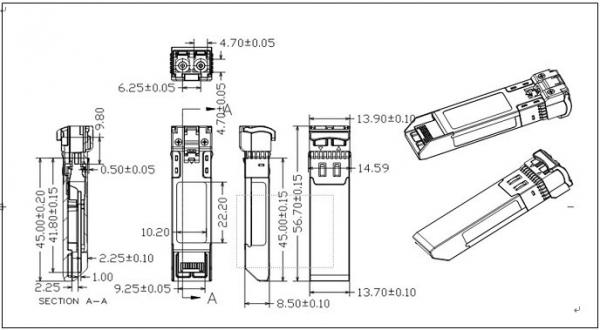 RoHS Compliant 8.5Gb/s SFP+ 850nm 300m Optical Transceiver(SFP+,MM,SR)